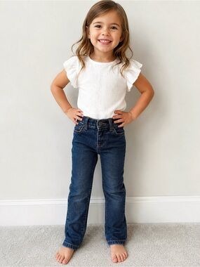 The Children’s Place Girls 4T Skinny Jeans Adjustable Waist Dark Wash Denim
